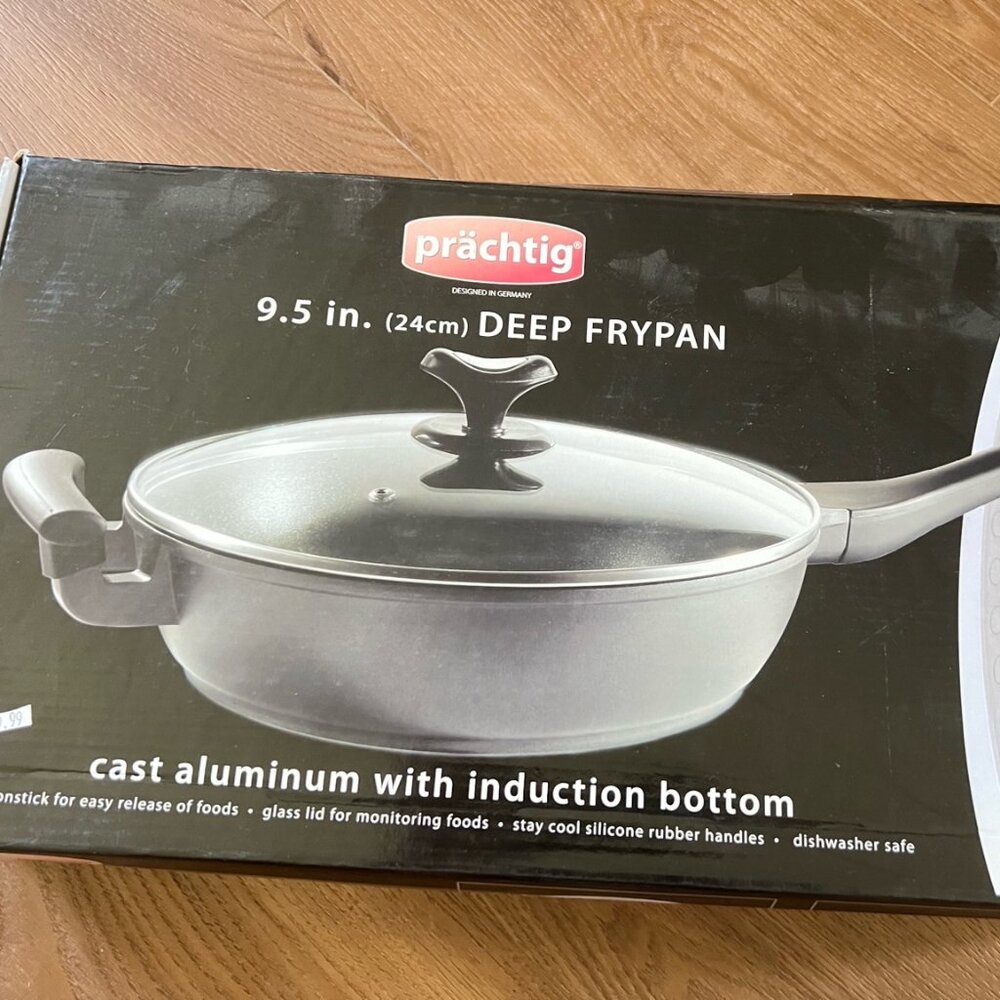 Prächtig 9.5” Deep Fry Pan with Glass Lid – Nonstick Aluminum